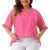 Agnes Orinda Women's Plus Size Boho Smocked Short Puff Sleeve Ruffled Cuff Spring Summer Polka Dots Blouses - 2 of 4