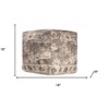 HomeRoots 18" Ivory and Taupe Medallion Pouf Ottoman - 3 of 4