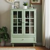38 inch Storage Cabinets, Wooden Floor Cabinet With 1 Drawer And 2 Glass Doors, Farmhouse Sideboard Buffet With Storage - 3 of 4