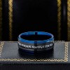 Jewelry Avalanche Blue IP Eternity Mens Tungsten Wedding Band, Black Princess Cut CZ, Comfort-fit, 8mm - 3 of 4