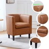 Yaheetech Faux Leather Upholstered Accent Chair Barrel Chairs, Brown - 4 of 4