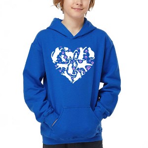 LA Pop Art Cat Heart - Boy's Word Art Hooded Sweatshirt - 1 of 4