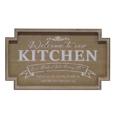 VIP Wood 24 in. Brown Welcome To Our Kitchen Sign