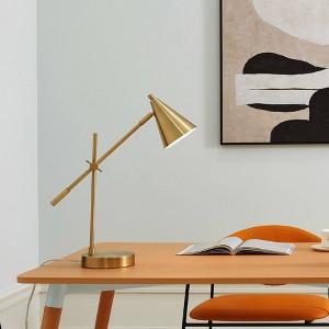 18" Tacoma Balance Arm Desk Lamp Matte Brass - Globe Electric: Adjustable, Cone Shade, ETL Listed - 1 of 4
