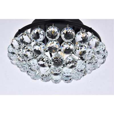 Corona 14-Inch Black and Crystal Flush Mount Light