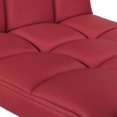 Wine Red Faux Leather Adjustable Swivel Barstools, Set of 2