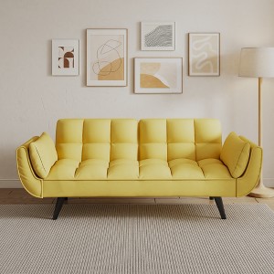 GlasFlength Morden Leisure Loveseat Sofa with Cushioned Support for Contempoary Living Room, Hall, Yellow,74”*39”*29" - 1 of 4