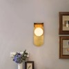 PAKOKULA 4.5 in.1-light Gold Curved Metal Plate Industrial Wall Sconce with Milk Globe Glass Shade - 2 of 4