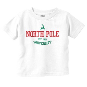Christmas North Pole University Toddler Baby Graphic T Shirt Brisco Brands - 1 of 4