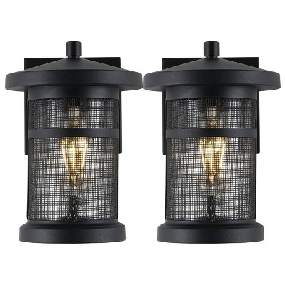 Sleek Black Powder-Coated Direct Wired Sconce Set of 2