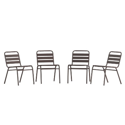 Flash furniture 4 pack black metal restaurant stack chair with deals aluminum slats