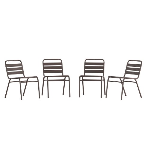 Flash furniture black metal restaurant stack chair with on sale aluminum slats