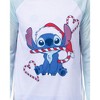 Seven Times Six Disney Stitch Christmas Pajamas Men's Candy Cane 2 Piece PJ Lounge Set - 2 of 4