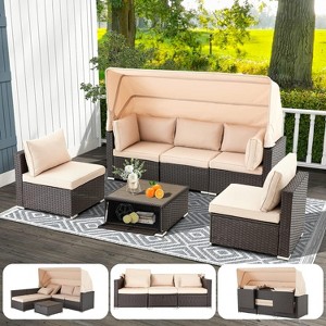 EROMMY 6 Pieces Patio Furniture Sets,Outdoor Sectional Sofa Set with Adjustable Backrest - 1 of 1
