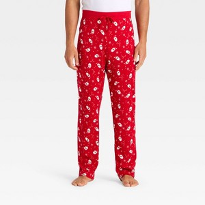 Men's Santa Print Ribbed Holiday Matching Family Pajama Pants - Wondershop™ Red - 1 of 4