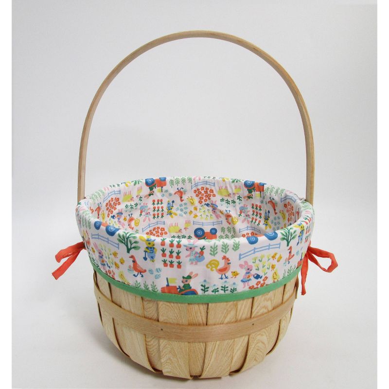12&#34; Chipwood with Liner Easter Decorative Basket Farm Pattern - Spritz&#8482;, 1 of 4