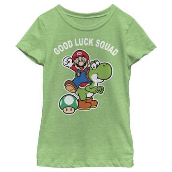 Girl's Nintendo Super Mario St. Patrick's Day Good Luck Squad T-Shirt