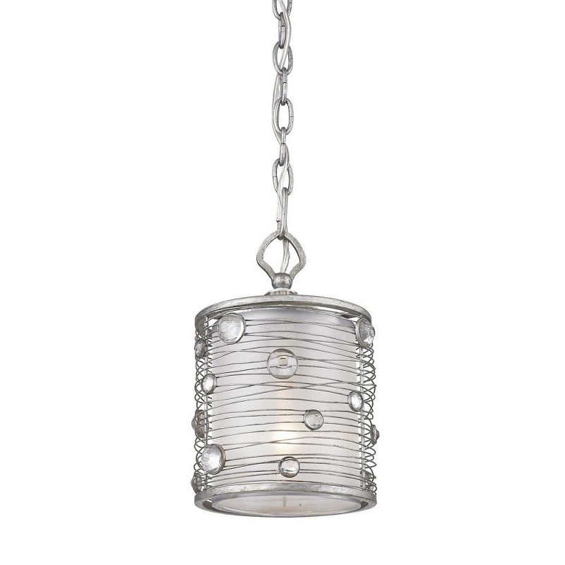 Golden Lighting Joia 1-Light Mini Pendant in Peruvian Silver with Sterling Mist, 1 of 2