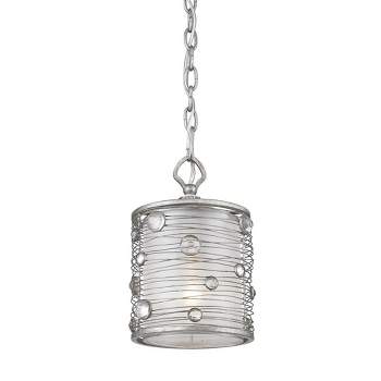 Golden Lighting Joia 1-Light Mini Pendant in Peruvian Silver with Sterling Mist