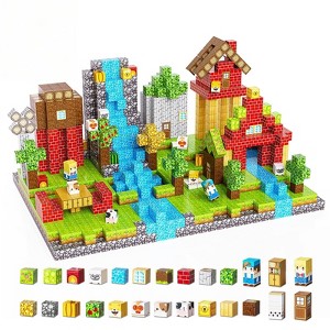 Angel Sar 200-Piece Magnetic Building Blocks Set, Forest World Theme Magnetic Tiles STEM Toys, 0.8 Inch Cubes for Kids Ages 3-10 - 1 of 4