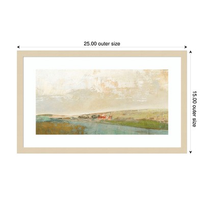 Earth Tones Abstract Landscape Lithograph with Wood Frame