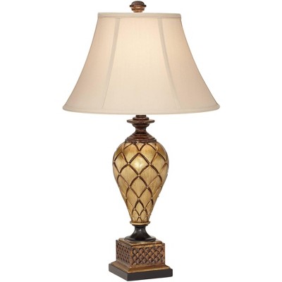 Barnes and Ivy Traditional Table Lamp Antique Gold Urn Flared Bell Shade for Living Room Family Bedroom Bedside Nightstand