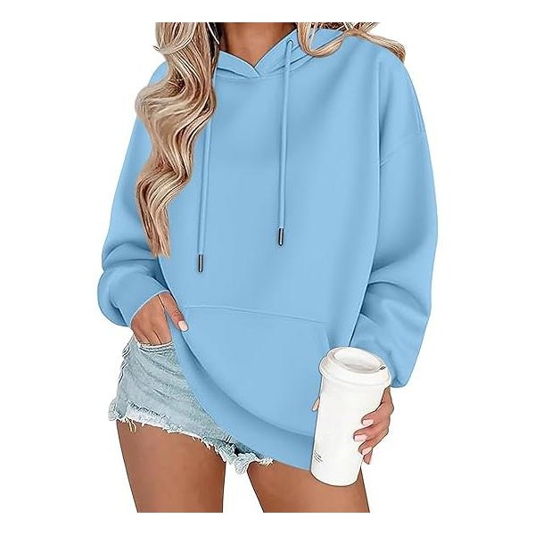 Sudadera extragrande de vellón para mujer de Zeagoo, manga larga con bolsillo, conjuntos de otoño e invierno, ropa Y2K 4
