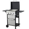 Dolonm 3-Burner Gas Grill w/Stainless Steel Plancha, 36,900BTU, Foldable Side Table & 6 Hooks - Enamel Grids (Black) - 4 of 4