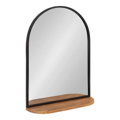 Kate and Laurel Schuyler Arch Wall Mirror with Shelf, 20x28, Brown