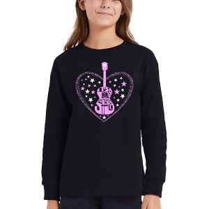 LA Pop Art It's A Love Story - Girl's Word Art Long Sleeve T-Shirt - 1 of 4