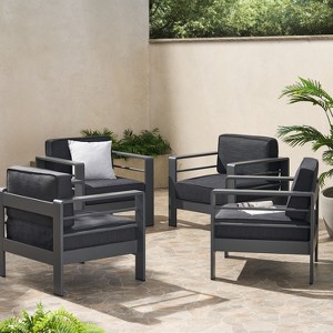Christopher Knight Home Miller Outdoor Aluminum Club Chairs with Cushions (Set of 4) - 1 of 4