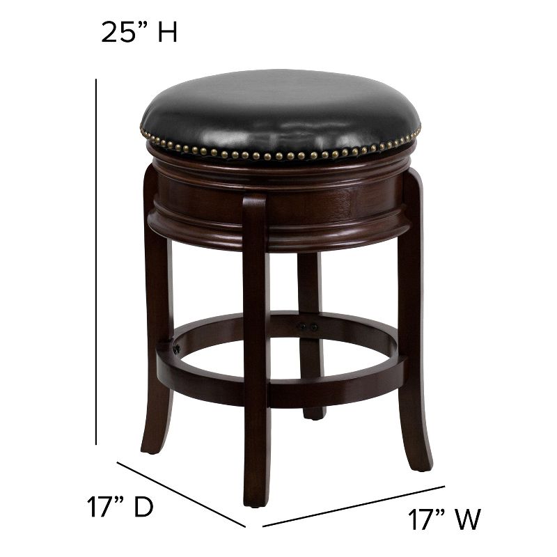 Flash Furniture 24'' High Backless Wood Counter Height Stool with Carved Apron and LeatherSoftSoft Swivel Seat, 6 of 12
