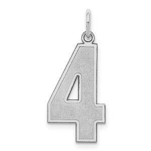 Black Bow Jewelry Sterling Silver, Jersey Collection, Large Number 4 Pendant - 1 of 4
