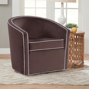 Velvet Swivel Barrel Chair with Removable Cushion, Reversible Seat, and 360-Degree Swivel - 1 of 4