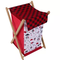 Bacati - Woodlands Red/Black/Gray Laundry Hamper with Wooden Frame