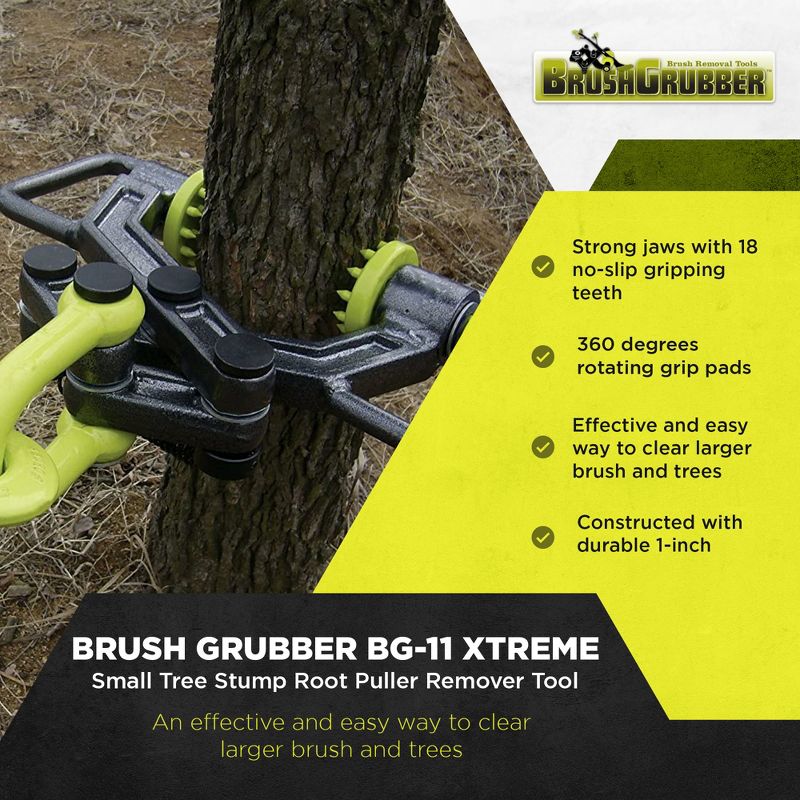 Brush Grubber BG-11 XTREME Larger Brush & Tree Stump Root Puller Remover Tool w/ Rugged Handles, 1" Steel Construction, & 18 Gripping Teeth, 2 of 7