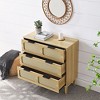 Modern Rattan 3 Drawer Dresser with Metal Handles and Solid Wood Legs - ModernLuxe - 2 of 4