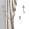 Unique Bargains Curtain Holdbacks Five-Leaf Design Hooks Iron 3.94"x1.97" 1 Pair - 2 of 4