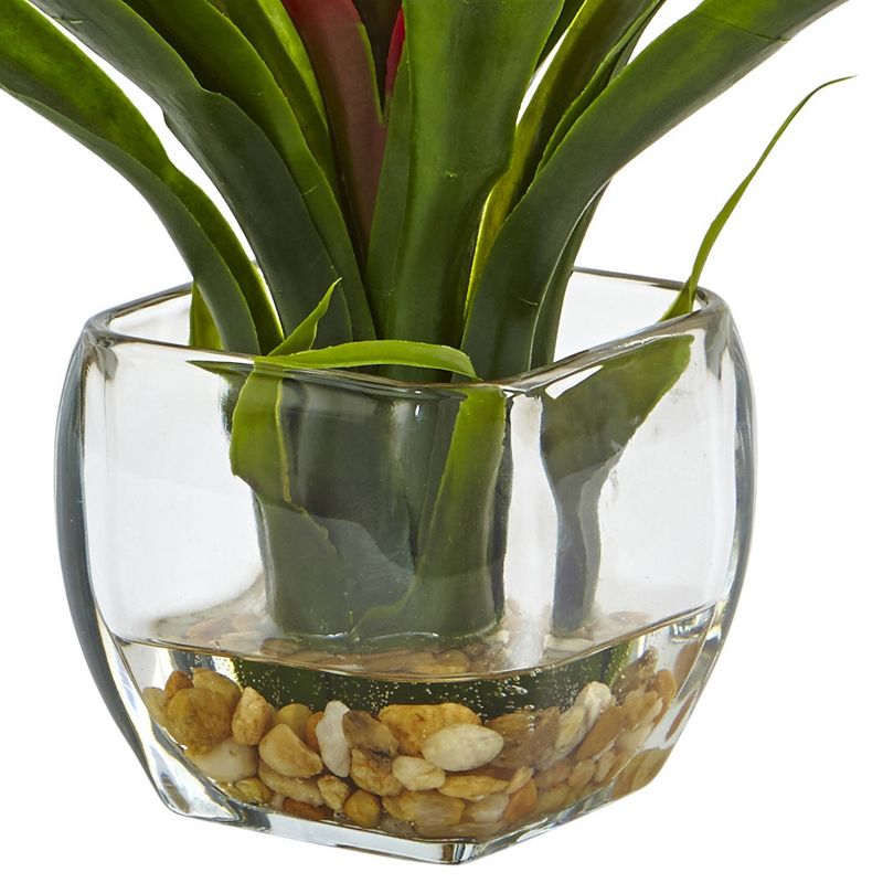 Bromeliad with Glass Vase Arrangement - Nearly Natural, 3 of 5