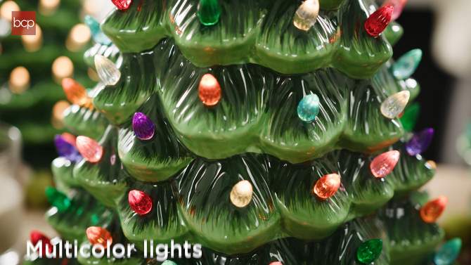 Best Choice Products 18in Ceramic Christmas Tree, Pre-lit Hand-Painted Holiday Decor w/ 93 Lights, 2 of 9, play video