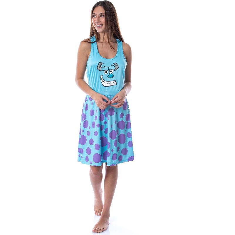Disney Monsters Inc Womens Sulley Pajamas Nightgown Costume Dress Blue, 2 of 6
