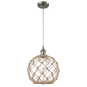 Farmhouse Rope - 1 Light Cord Hung Mini Pendant In Industrial Style-13 Inches Tall and 10 Inches Wide - 1 of 1