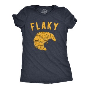 Womens Flaky T Shirt Funny Croissant Crumbs Novelty Food Graphic Tee For Ladies - Crazy Dog Women's T Shirt - 1 of 4