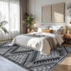 9'x12' Modern Geometric Bedroom Rugs, Washable Non Slip Large Throw Carpet for Living Room, Low Pile Stain Resistant Dining Room Rugs, Gray - 4 of 4