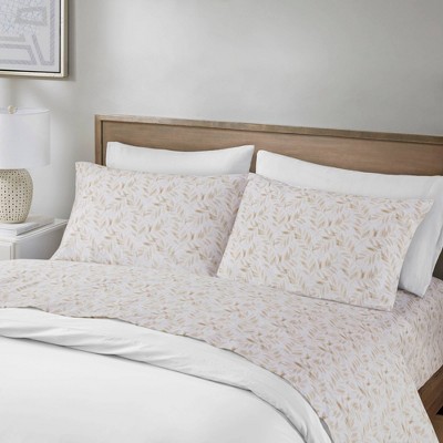 King Tan Leaves Cotton Percale Sheet Set