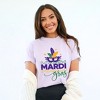Simply Sage Market Women's Mardi Gras Mask Stacked Short Sleeve Garment Dyed Tee - 2 of 4