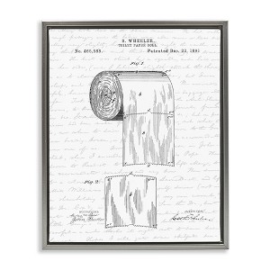 Stupell Industries Vintage Toilet Paper Roll Patent Floating Frame Canvas Art - 1 of 4