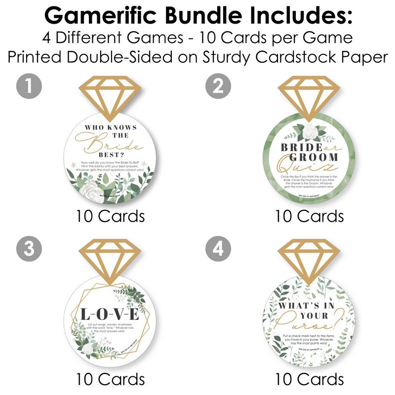 Big Dot of Happiness Boho Botanical Bride - 4 Games - Who Knows The Bride Best, Bride or Groom Quiz, What’s in Your Purse and Love - Gamerific Bundle, 3 of 9