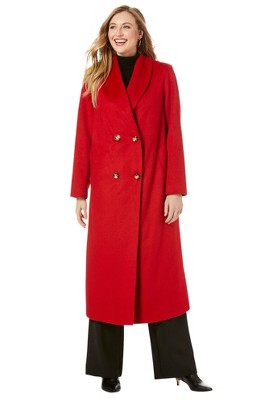 Jessica London Women's Plus Size Long Shawl Collar Wool Coat