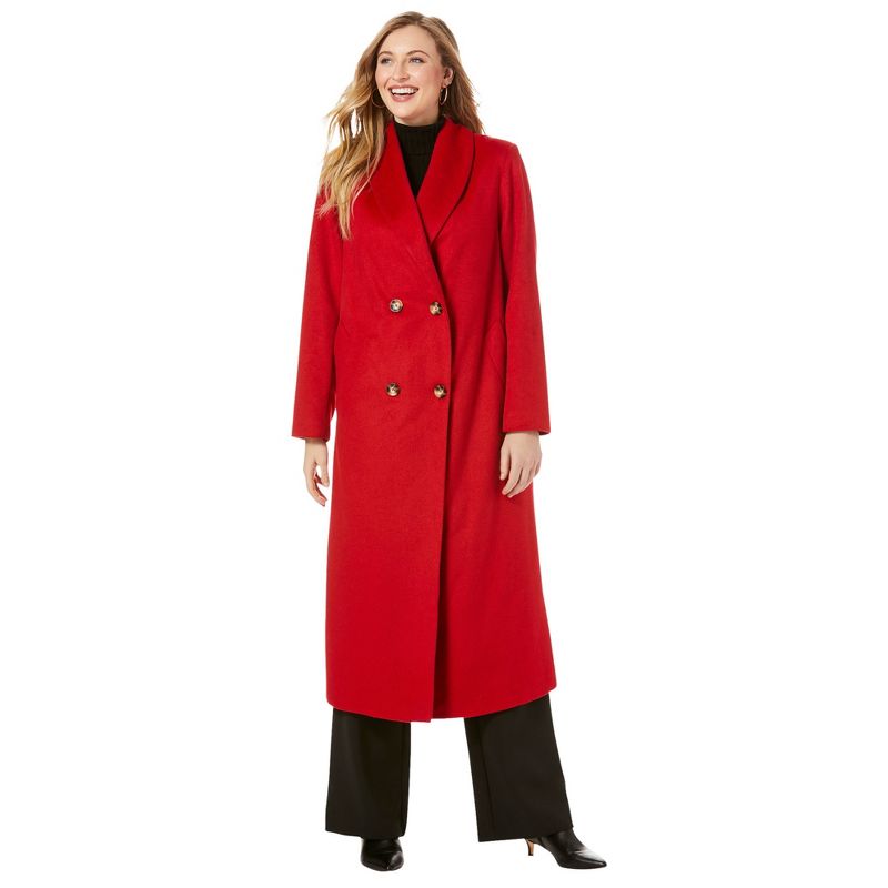 Jessica London Women's Plus Size Long Shawl Collar Wool Coat, 1 of 3